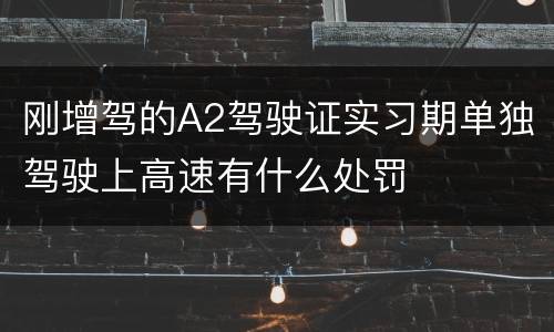 刚增驾的A2驾驶证实习期单独驾驶上高速有什么处罚