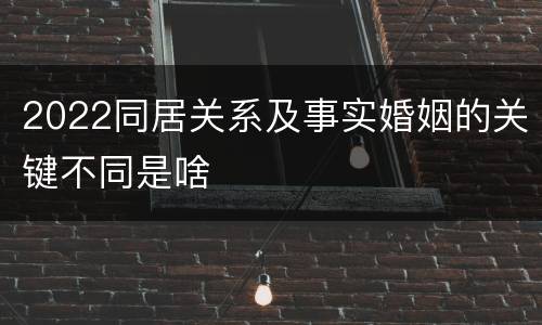 2022同居关系及事实婚姻的关键不同是啥