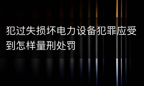 犯过失损坏电力设备犯罪应受到怎样量刑处罚