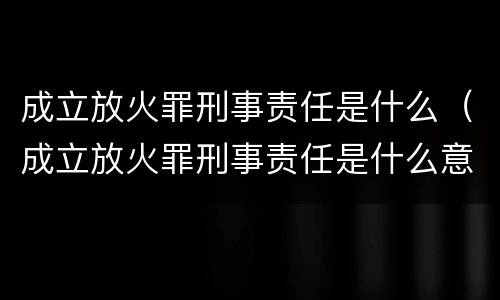 成立放火罪刑事责任是什么（成立放火罪刑事责任是什么意思）
