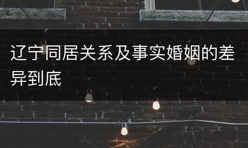 辽宁同居关系及事实婚姻的差异到底