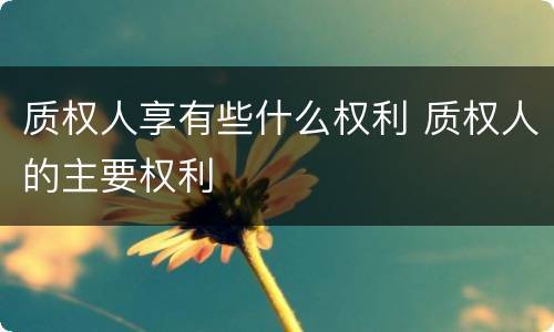 质权人享有些什么权利 质权人的主要权利