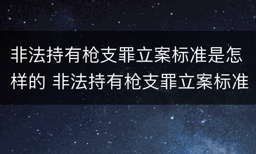 非法持有枪支罪立案标准是怎样的 非法持有枪支罪立案标准是怎样的呢