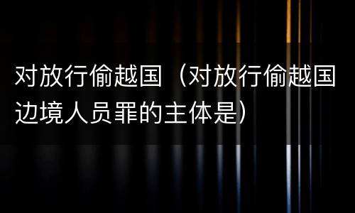 对放行偷越国（对放行偷越国边境人员罪的主体是）