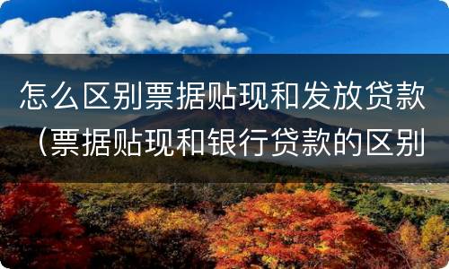 怎么区别票据贴现和发放贷款（票据贴现和银行贷款的区别）