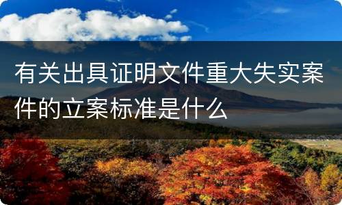有关出具证明文件重大失实案件的立案标准是什么