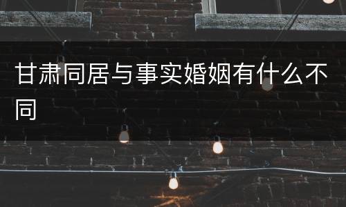甘肃同居与事实婚姻有什么不同