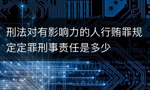 刑法对有影响力的人行贿罪规定定罪刑事责任是多少