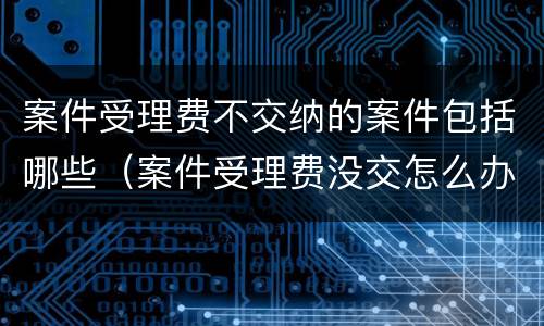 案件受理费不交纳的案件包括哪些（案件受理费没交怎么办）