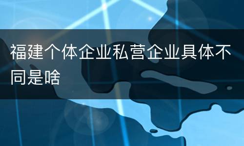 福建个体企业私营企业具体不同是啥