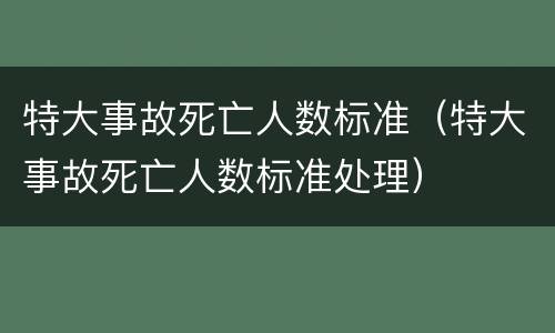 特大事故死亡人数标准（特大事故死亡人数标准处理）