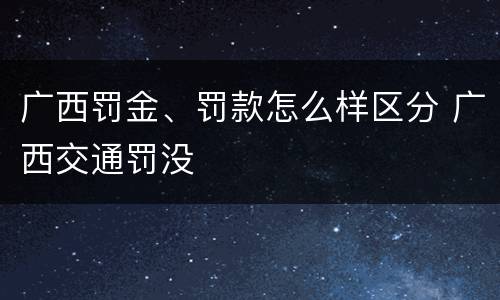 广西罚金、罚款怎么样区分 广西交通罚没