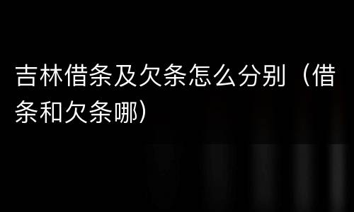 吉林借条及欠条怎么分别（借条和欠条哪）