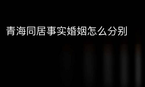 青海同居事实婚姻怎么分别