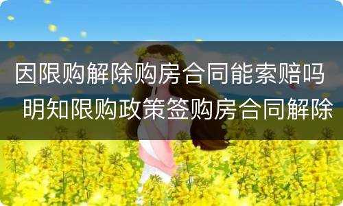 因限购解除购房合同能索赔吗 明知限购政策签购房合同解除合同