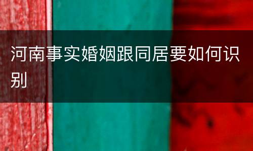 河南事实婚姻跟同居要如何识别
