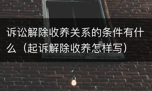 诉讼解除收养关系的条件有什么（起诉解除收养怎样写）