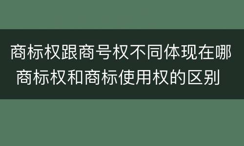 商标权跟商号权不同体现在哪 商标权和商标使用权的区别