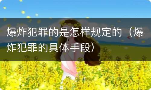 爆炸犯罪的是怎样规定的（爆炸犯罪的具体手段）