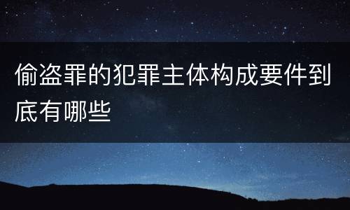 偷盗罪的犯罪主体构成要件到底有哪些