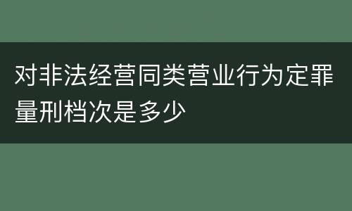 对非法经营同类营业行为定罪量刑档次是多少