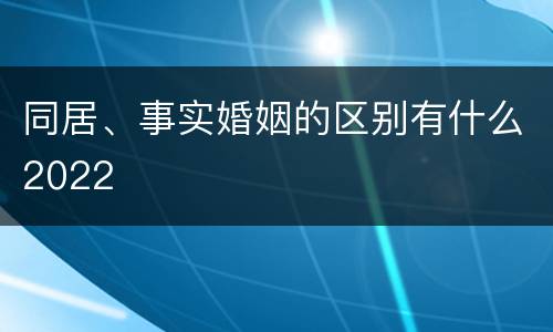 同居、事实婚姻的区别有什么2022