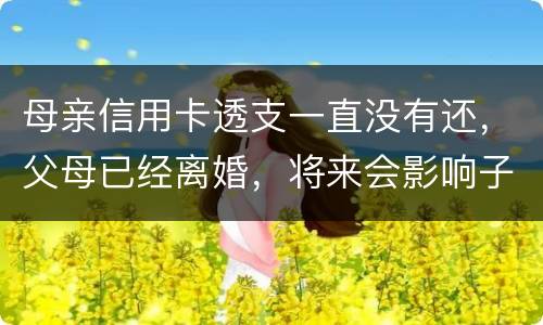 母亲信用卡透支一直没有还，父母已经离婚，将来会影响子女吗