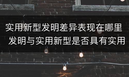 实用新型发明差异表现在哪里 发明与实用新型是否具有实用性