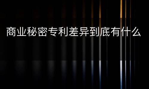 商业秘密专利差异到底有什么
