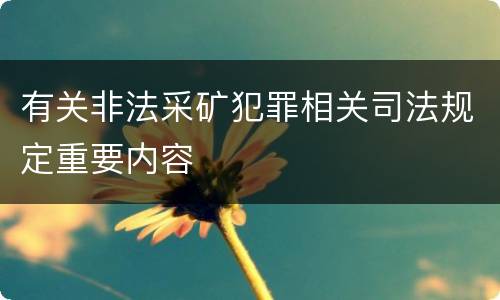 有关非法采矿犯罪相关司法规定重要内容