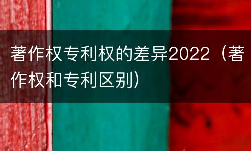 著作权专利权的差异2022（著作权和专利区别）