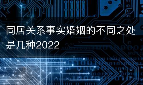 同居关系事实婚姻的不同之处是几种2022
