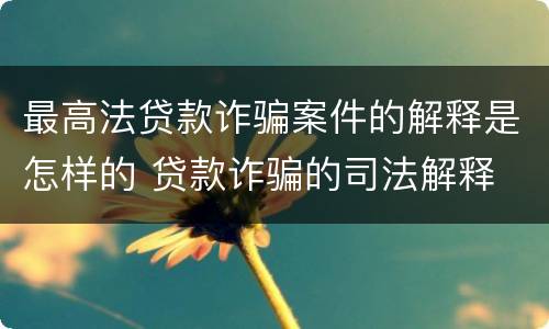 最高法贷款诈骗案件的解释是怎样的 贷款诈骗的司法解释