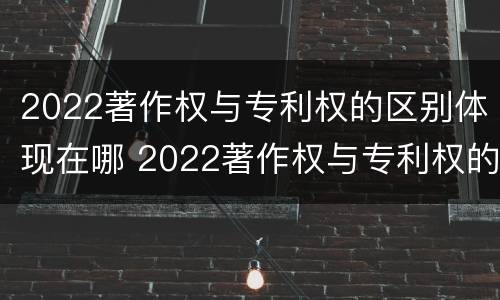 2022著作权与专利权的区别体现在哪 2022著作权与专利权的区别体现在哪里