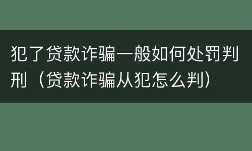 犯了贷款诈骗一般如何处罚判刑（贷款诈骗从犯怎么判）