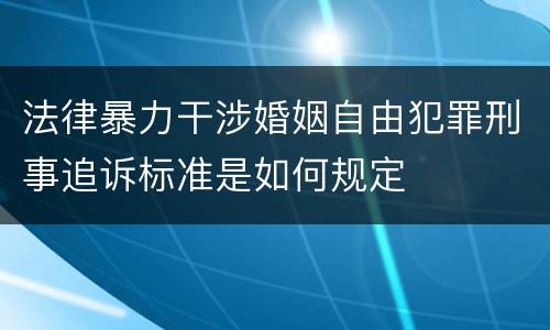 法律暴力干涉婚姻自由犯罪刑事追诉标准是如何规定