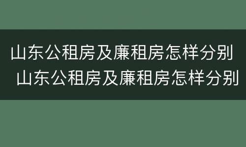 山东公租房及廉租房怎样分别 山东公租房及廉租房怎样分别申请