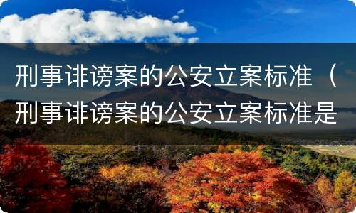 刑事诽谤案的公安立案标准（刑事诽谤案的公安立案标准是什么）