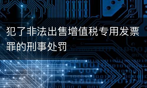 犯了非法出售增值税专用发票罪的刑事处罚