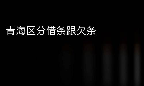 青海区分借条跟欠条