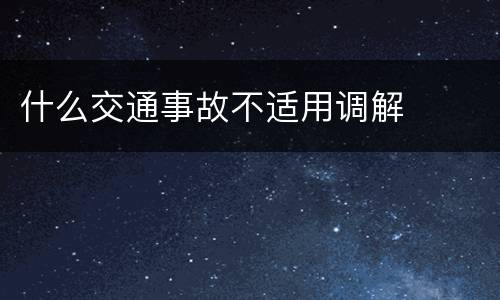 什么交通事故不适用调解