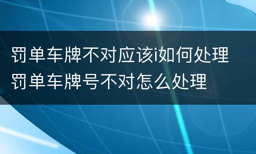 罚单车牌不对应该i如何处理 罚单车牌号不对怎么处理
