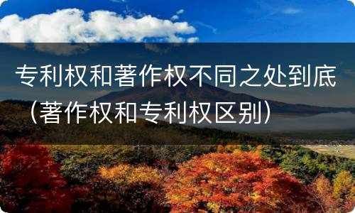 专利权和著作权不同之处到底（著作权和专利权区别）