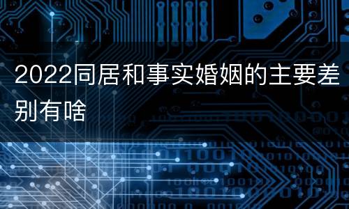 2022同居和事实婚姻的主要差别有啥