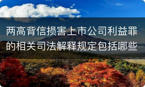 两高背信损害上市公司利益罪的相关司法解释规定包括哪些