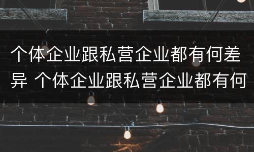 个体企业跟私营企业都有何差异 个体企业跟私营企业都有何差异呢