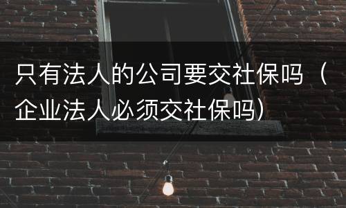只有法人的公司要交社保吗（企业法人必须交社保吗）