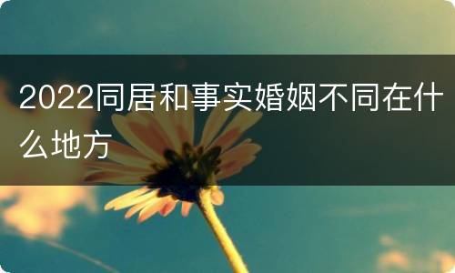 2022同居和事实婚姻不同在什么地方