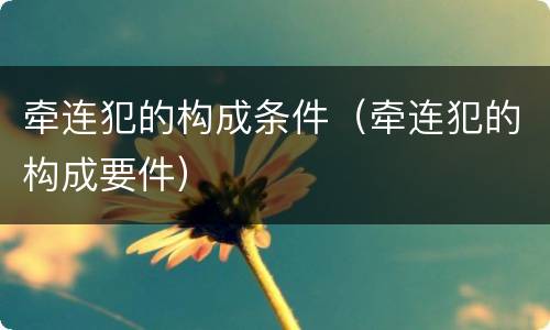 牵连犯的构成条件（牵连犯的构成要件）