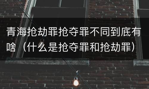 青海抢劫罪抢夺罪不同到底有啥（什么是抢夺罪和抢劫罪）